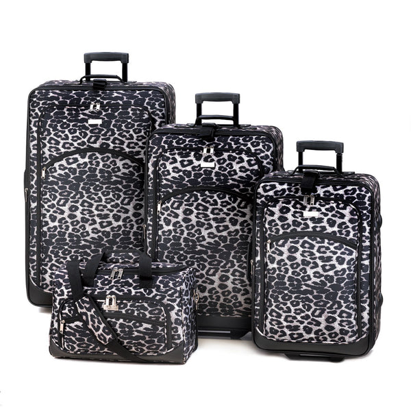 Black And White Leopard Print Luggage