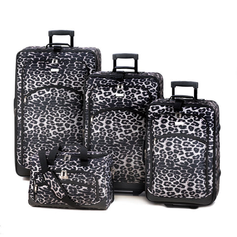 Black And White Leopard Print Luggage