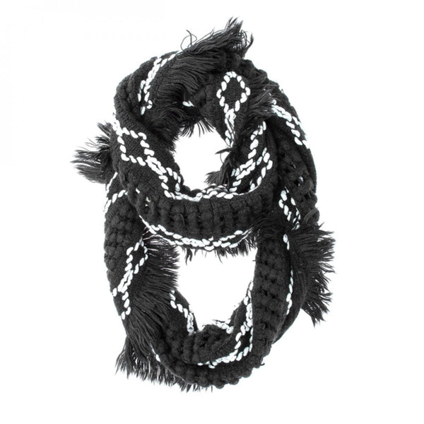 Chunky Knitted Black Infinity Scarf