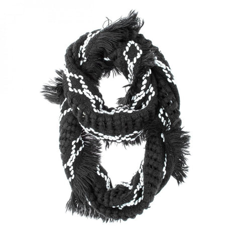 Chunky Knitted Black Infinity Scarf