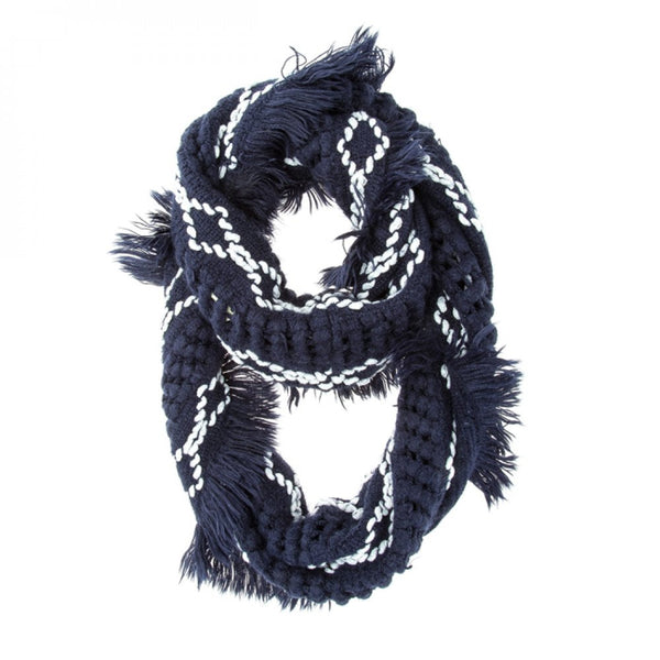 Chunky Knitted Blue Infinity Scarf