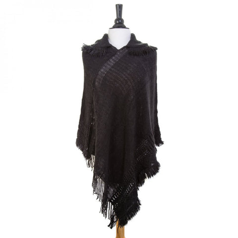 Black Fringed Poncho