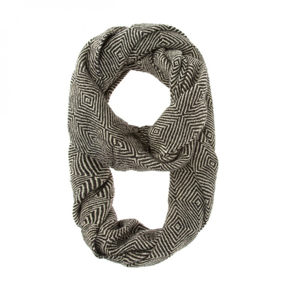 Black Patterned Infinity Scarf