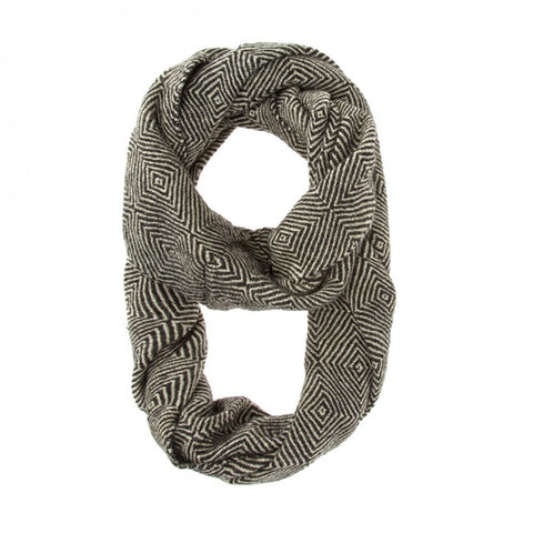 Black Patterned Infinity Scarf