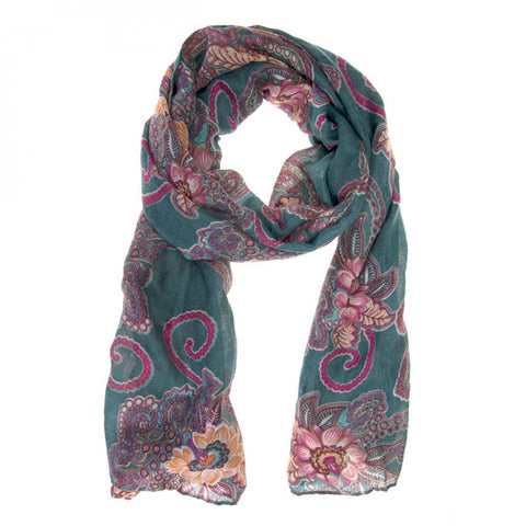Floral Print Teal Scarf