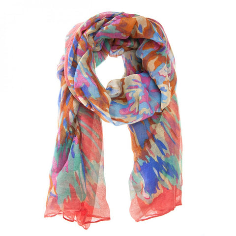 Cozumel Coral Watercolor Scarf