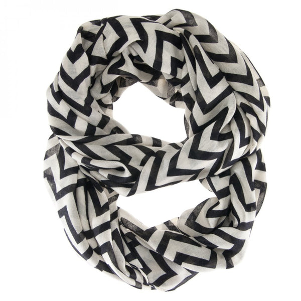 Striped Black Infinity Scarf