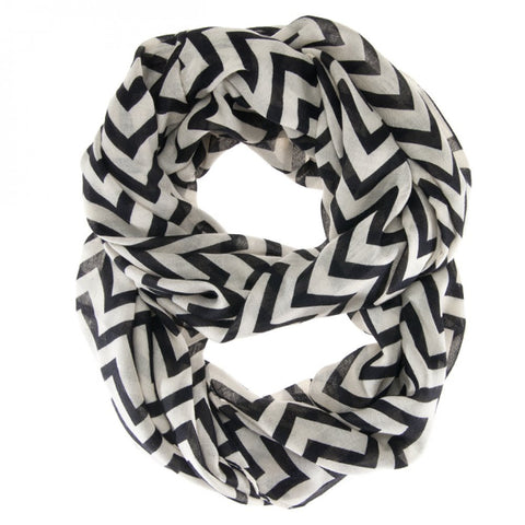 Striped Black Infinity Scarf