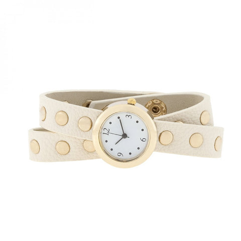 Ivory Round Studded Wrap Watch