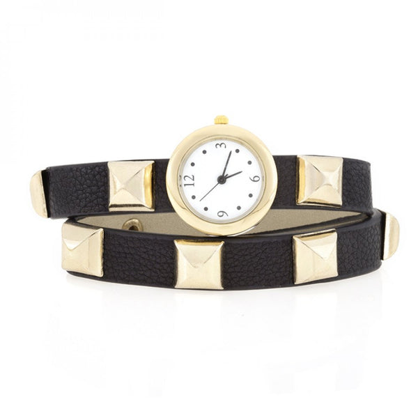 Black Studded Wrap Watch