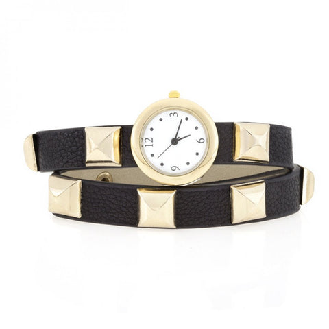 Black Studded Wrap Watch