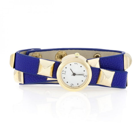 Blue Studded Wrap Watch