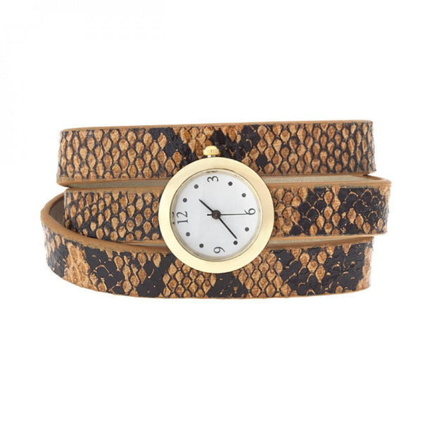 Brown Snakeskin Wrap Watch