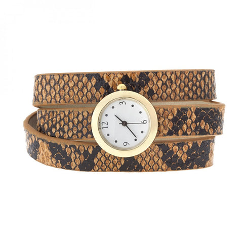 Brown Snakeskin Wrap Watch