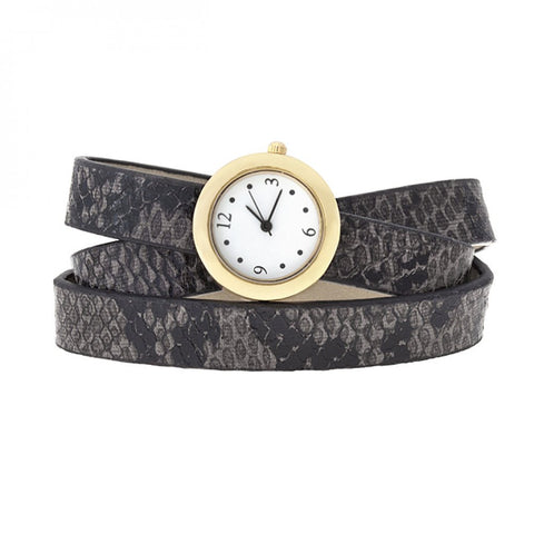 Grey Snakeskin Wrap Watch
