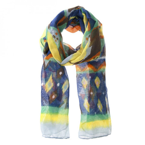 Blue Aida Aztec Print Scarf