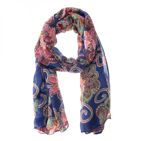 Floral Print Blue Scarf