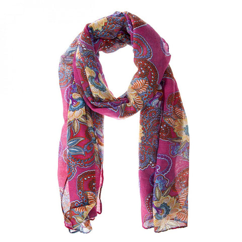 Floral Print Fuchsia Scarf