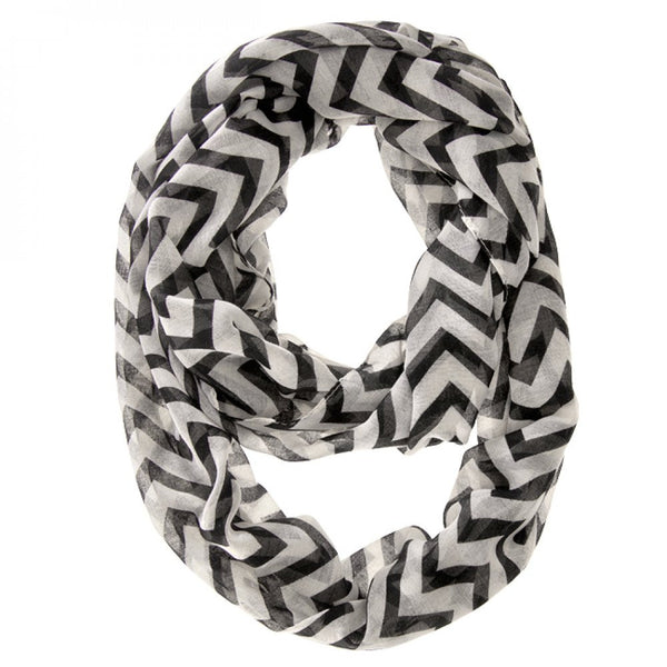 Zig Zag Black Infinity Scarf