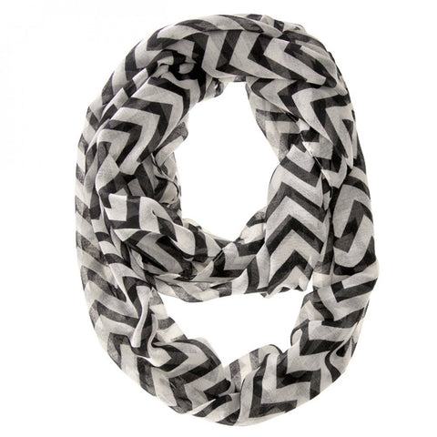 Zig Zag Black Infinity Scarf
