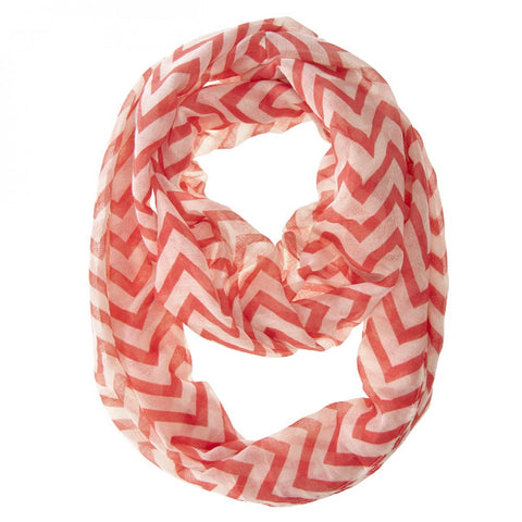 Zig Zag Coral Infinity Scarf