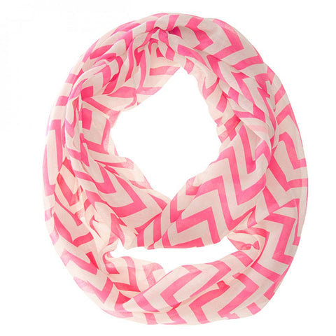 Zig Zag Neon Pink Infinity Scarf