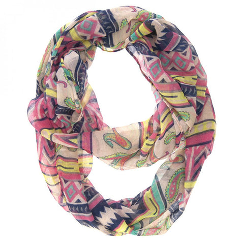Urban Mixed Pattern Pink Infinity Scarf